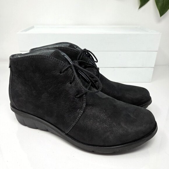 Dansko Boots Womens Black Leather Nubuck 38 US 7.5 - 8 Joy Ankle Booties Shoes - Picture 5 of 9